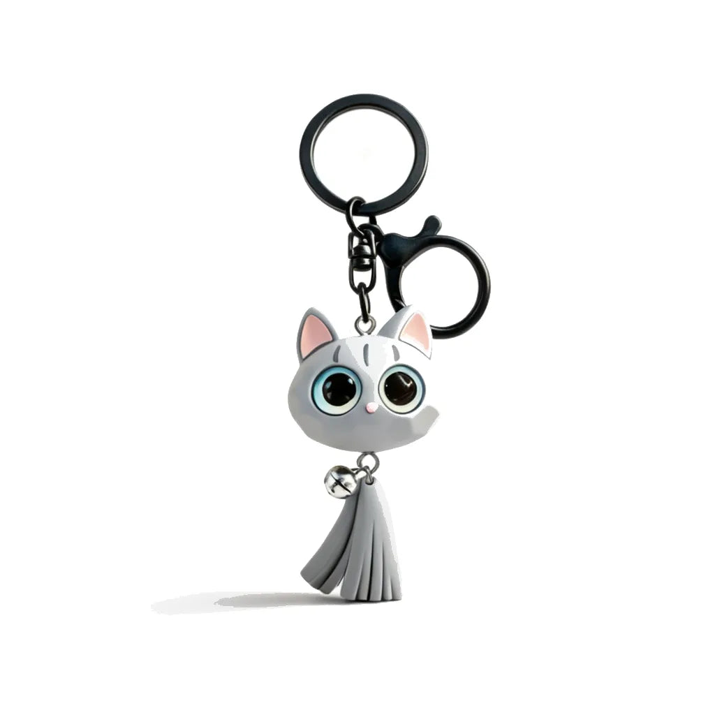Cute Cat Figurine Keychain — Handmade Cat Charm