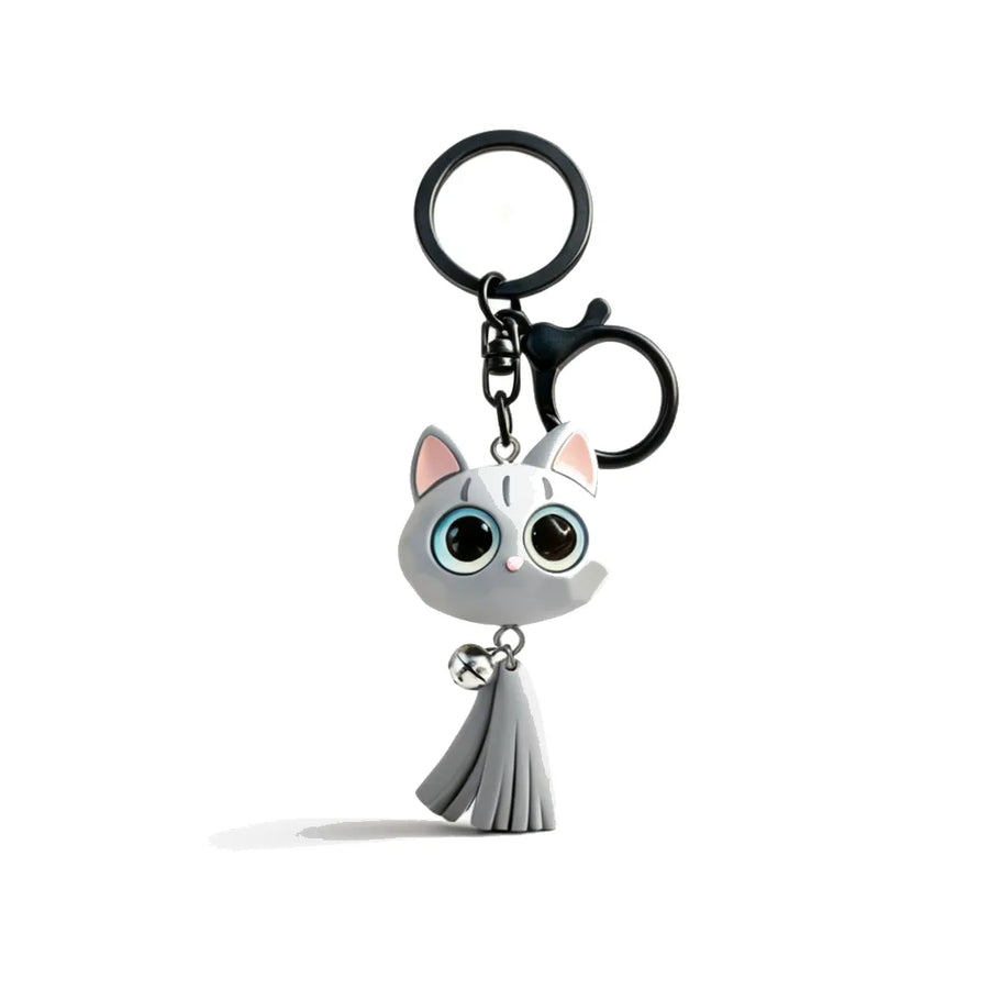 Cute Cat Figurine Keychain — Handmade Cat Charm