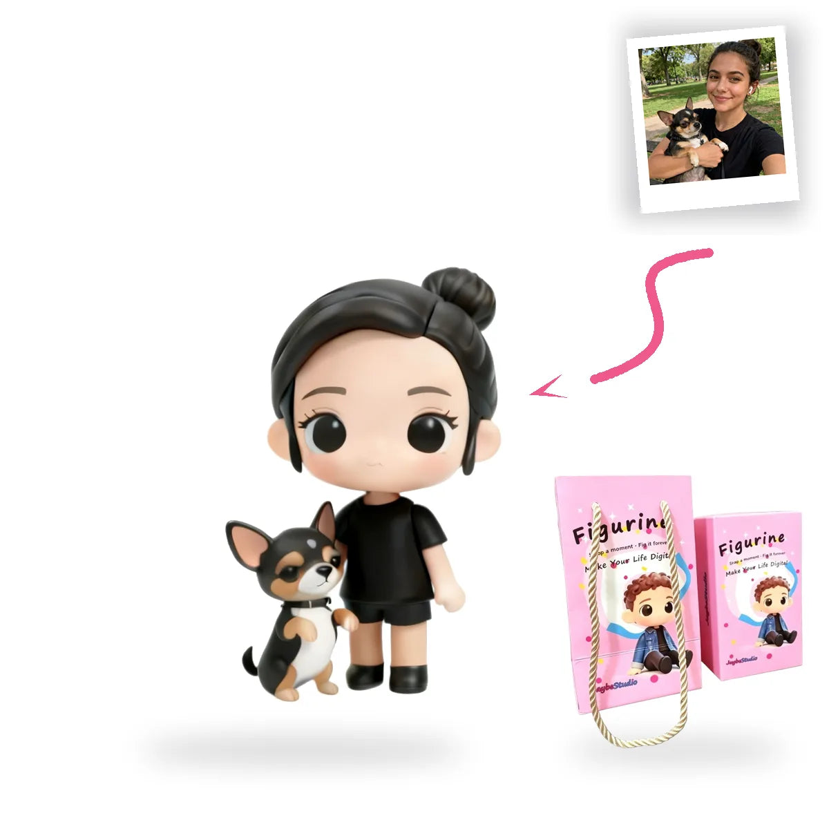 Custom Human & Pet Figurine From Photo