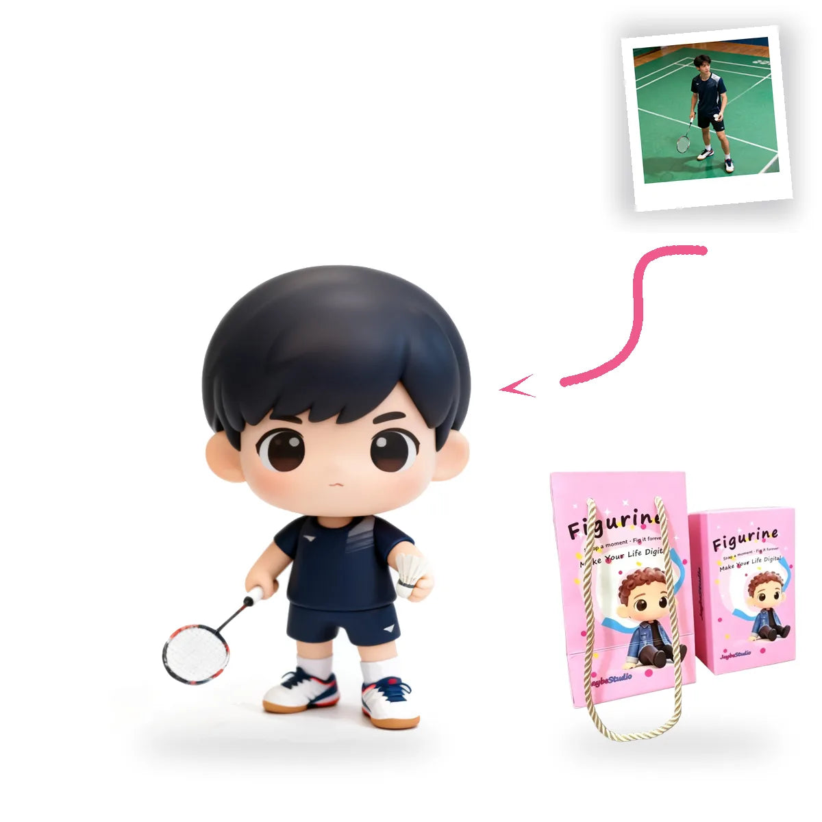 Custom Badminton Figurine From Photo